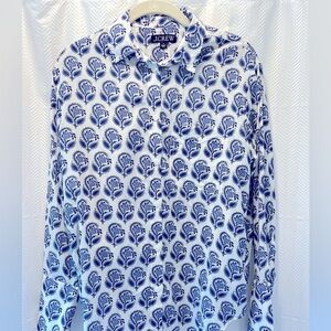 J Crew Button Down Block Print NEW!